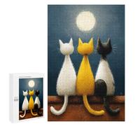 Nighttime Trio Cats Under The Moon Puzzle 1000 Pièces Educa Jouet en Bois Cadeau Unique Décoration Intérieure Jeu Éducatif Challenge Toy Adultes Et Enfants À Partir De 14 Ans 1000 PCS