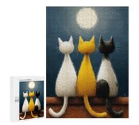 Nighttime Trio Cats Under The Moon Puzzle 1000 Pièces Educa Jouet en Bois Cadeau Unique Décoration Intérieure Jeu Éducatif Challenge Toy Adultes Et Enfants À Partir De 14 Ans 500 PCS