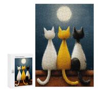 Nighttime Trio Cats Under The Moon Puzzle 1000 Pièces Educa Jouet en Bois Cadeau Unique Décoration Intérieure Jeu Éducatif Challenge Toy Adultes Et Enfants À Partir De 14 Ans 300 PCS