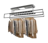 NIGORIY Séchoir à linge électrique compact pour montage au plafond 24 W Lumière LED 6500 K Température de couleur 35 kg Charge plafond 50 m Télécommande avec 2 ventilateurs intégrés (gris)