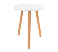 NIGORIY Table d'appoint ronde 40 x 52 cm - Charge maximale : 20 kg - Petite table en pin - Table de salon - Blanc
