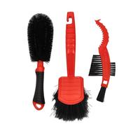 NIGRIN Bike Care Lot de 3 brosses de nettoyage pour vélo Grande brosse de lavage pour jantes rayons, roues et moyeux Noir/rouge