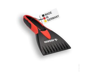 NIGRIN Grattoir à glace pour voiture avec racleur pour vitres pour l'hiver, manche ergonomique doux, dents en forme d'échelle pour briser la glace noir-rouge 1 pièce