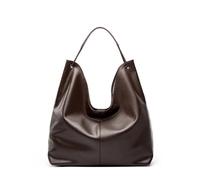 NihaoWXM Grand Sac Porté Èpaule Femme Cuir Grand sac fourre-tout en cuir de vachette for femme, bandoulière oblique à une épaule(Dark Brown)