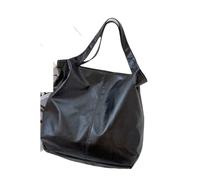 NihaoWXM Grand Sac Porté Èpaule Femme Cuir Grand sac fourre-tout en cuir for femmes, à bandoulière simple de grande capacité, sacs main(Black)