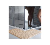 NihaoWXM Tapis de Bain en Forme de L Tapis de Salle Bain Absorbant en Forme L, Couleur Unie, Relief, antidérapant, for Porte Douche, Toilettes, entrée(Apricot,75x75x45cm)