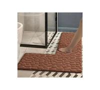 NihaoWXM Tapis de Bain en Forme de L Tapis de Salle Bain antidérapant en Relief Long et Court, Porte Douche Forme L, Sol Absorbant Doux Fourrure, Tapis Toilette(Brown,150x80x45cm)