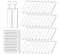 Nihcora 120 PièCes Rectangle Acrylique Porte-CléS Blanc Transparent Acrylique Porte-CléS Blanc