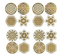 Nihcora 16 PièCes/Ensemble MéTal éNergie DéCor Autocollant Fleur de Vie FêTe des Enfants Cadeaux 7 Chakra Cuivre éNergie Tour Orgonite Autocollants