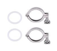 Nihcora 2 PièCes SéRies Tri-Clamp en Acier une une Seule Broche une Triple Serrage Robuste avec éCrou une Oreilles pour Virole TC avec Joint en Silicone 2 Pouces