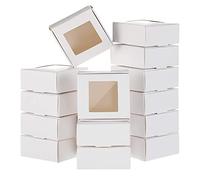 Nihcora 50 PièCes Mini BoîTe en Papier avec FenêTre PréSente BoîTe d'emballage BoîTe à Friandises pour Savon Fait Maison Bonbons de Boulangerie (Blanc)