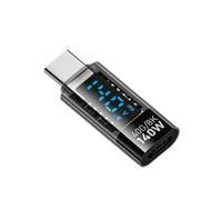 Nihcora Adaptateur USB C Affichage LED Puissance 140W 40Gbps 8K Extension USB C PD3.1 Connecteur Type C Testeur de Puissance Type C Noir