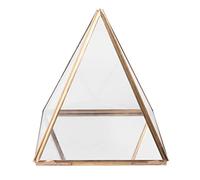 Nihcora BoîTe à en Verre BoîTe DéCorative GéOméTrique DoréE Porte-Bagues Pyramide en Verre GéOméTrique pour Cadeau d'anniversaire de Mariage L