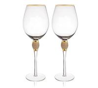 Nihcora Ensemble de Verres à Vin en Cristal Décoratif Élégant avec Cadre Doré, 2 Pièces, Flûtes à Champagne à Long Pied, Verres à Cocktail, Cadeau, 2 Pièces, Verres à Vin Rouge.