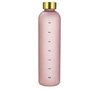 Nihcora Gobelet en Plastique Coupe de l'espace Grande Capacité Tasse d'eau GivréE Transparente Bouteille d'eau en Cuivre avec Marqueur de Temps 1000ML Rose
