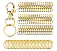 NIHENHAO 100 Pièces Ensemble de Fermoirs Pivotants Dorés 50 Pièces Fermoirs Pivotants 50 Pièces Lumineux pour Porte-clés Crochet en Métal Griffe de Homard pour Porte-clés Alliage C