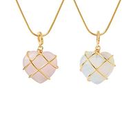 NIHENHAO 2 pièces Colliers de château de Diamant Collier de Coeur de Pierre de Naissance de Mode Pendentif en Cristal en Forme de Coeur Bijoux pour Adolescentes chaîne en Cristal Naturel