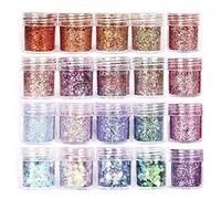 NIHENHAO 20 Bouteilles Nail Art Paillettes Résine Brillant Remplissage Paillettes Poudre UV Cristal Époxy Résine De Remplissage Décorations pour Animaux De Compagnie