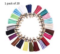 NIHENHAO 20 pièces 4 cm Multi Couleurs Faux e Cuir Porte-clés Pendentifs Décorations avec Velours CCB Or