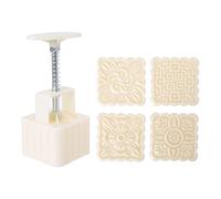NIHENHAO 4 pièces Carré Main Presse Timbre Lune Gâteau Décor Moule 100g Outil en Plastique