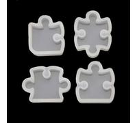 NIHENHAO 4 pièces Puzzle e Cristal Moule Silicone Moule Bijoux Pendentif Faisant Outil Silicone