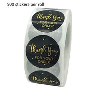 NIHENHAO 500 pièces Merci pour Votre Commande Autocollants Feuille d'or Joint étiquette décoration de Mariage Auto-adhésif