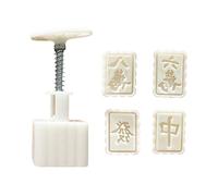 NIHENHAO 50g Forme de Mahjong Rectangulaire Mot Chinois PP Matériel Gâteau aux Haricots Mungo Moules de Presse à Main pour Le Festival de la Mi-Automne PP