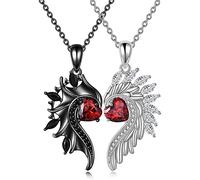 NIHENHAO Collier avec pendentif en forme d'aile de diable d'ange - Bijoux en alliage - Cadeau d'anniversaire pour femmes, hommes et filles