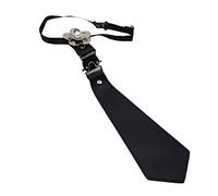 NIHENHAO Femmes Faux Cuir Noir Cravate Uniforme Perle Fleur Cosplay Nœud Papillon