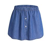 NIHENHAO Femmes Faux Superposition Faux Haut Bas Jupe Demi-Chemise Rallonges Bleu Polyester