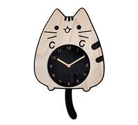 NIHENHAO Horloge Muette Dessin Animé Remuant Queue Maison Chambre Salon Bureau Décors Créatif - Horloge Murale À Piles Bois + Acrylique