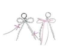 NIHENHAO Lot de 2 porte-clés en forme de nœud avec ruban et perles pour sac à dos, sac à main