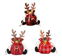 NIHENHAO Lot de 3 Sacs de Noël créatifs pour Bonbons Sac de Rangement réutilisable pour Enfants