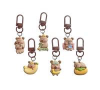 NIHENHAO Lot de 5/6 porte-clés Capybaras en résine multifonctionnel accessoire dessin animé capybaras pendentif sac adapté pour clé et sac