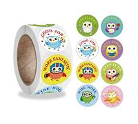 NIHENHAO Lot de 500 Autocollants de récompense en Forme d'animaux de Dessin animé Hibou pour motiver Les élèves Plaque de cuivre