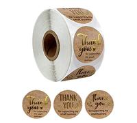 NIHENHAO Lot de 500 Autocollants Kraft en Feuille d'or avec Inscription « Merci de Soutenir Les Petites Entreprises »
