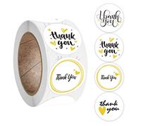 NIHENHAO Lot de 500 Autocollants Ronds de Remerciement pour Emballage étiquettes de scellage pour fête de Mariage Scrapbooking Papier + Autocollant