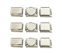 NIHENHAO Lot de 9 breloques italiennes en acier inoxydable vides pour la fabrication de bijoux