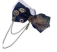 NIHENHAO Nœud papillon rétro steampunk pour homme et femme avec chaîne en métal pour Halloween, cosplay, fête - Noir