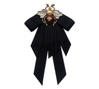 NIHENHAO Vintage Ruban Femmes Gros Noeud Cravate Cravate Cristal Broche