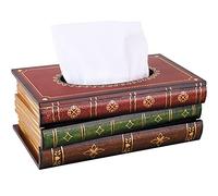 NiHome Couvercle de boîte à mouchoirs en Bois Porte-Serviettes de nouveauté Recharge Couvercle à charnière Distributeur de Livres Antiques de l'érudit Artisanal (Haut Rouge)