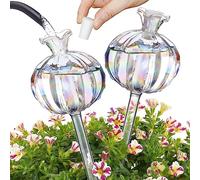 NiHome Globes d'arrosage pour plantes, lot de 2, globe iridescent en verre pour cactus auto-arrosant, arroseur en verre pour plantes en pot - Capacité de 140 ML/4.7OZ, système d'irrigation mini