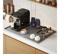 NiHome Grand tapis à café 3 en 1 en silicone avec tampon, zone de drainage et bord résistant aux déversements, durable, antidérapant, pour machines à expresso, réduction du bruit et utilisation en