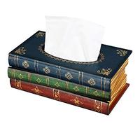 NiHome Housse de boîte à mouchoirs rectangulaire en Bois Rustique idéale pour Salle de Bain, Table de Chevet, Bureau, Voiture, Dessus Bleu