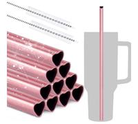 NiHome Lot de 10 pailles en acier inoxydable en forme de cœur de 30,5 cm pour gobelet Stanley de 1,2 l avec 2 brosses de nettoyage, réutilisables pour boissons chaudes et froides, passent au