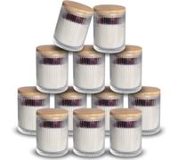 NiHome Lot de 12 bocaux en verre avec couvercles en bambou pour bougies chauffe-plat, épices, sucre, cosmétiques et plus encore, motifs en relief pour la fabrication et le rangement de bougies, verre