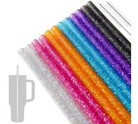 NiHome Lot de 12 pailles de rechange en plastique pailleté pour gobelet Stanley de 1,18 l, diamètre de 0,8 cm, paille réutilisable de 30,5 cm de long avec 2 brosses - PETG durable, sans BPA, avec