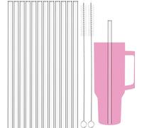 NiHome Lot de 12 pailles réutilisables en verre transparent de 30,5 cm pour gobelets Stanley 2.0 de 1,2 l avec brosses de nettoyage - Améliore l'expérience de boisson, s'adaptent parfaitement et