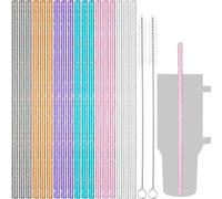 NiHome Lot de 18 pailles de rechange en plastique pailleté pour gobelet Stanley de 1200 ml, pailles réutilisables de 30,5 cm avec 2 brosses - PETG durable, sans BPA, avec paillettes induites au laser