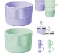 NiHome Lot de 2 bottes de protection en silicone avec couvercle de paille pour Stanley Quencher 40 887,5 g, IceFlow 20 de 887,5 g et bouteille Hydroflask de 340 à 710 ml, accessoires pour tasse